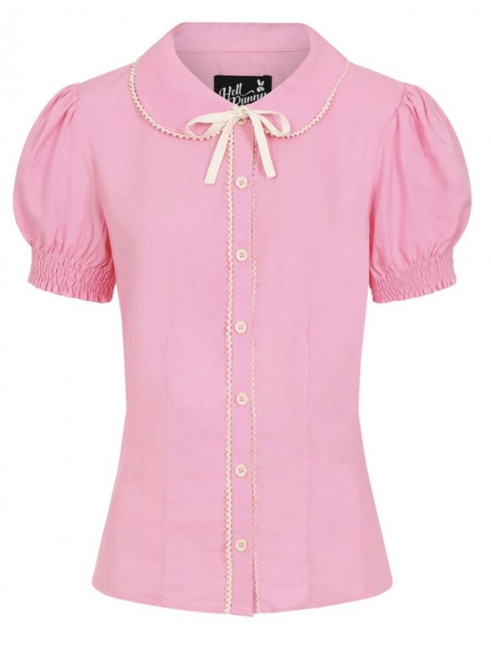 Hell Bunny Pink Peter Pan Collar Button-Down Blouse
